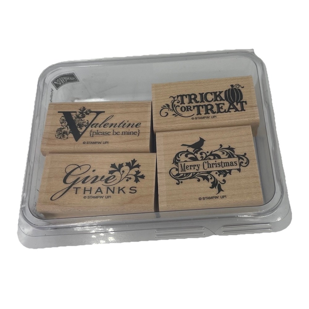 Rubber Stamps Holiday Best Valentines Give Thanks Trick Or Treat Merry Christmas